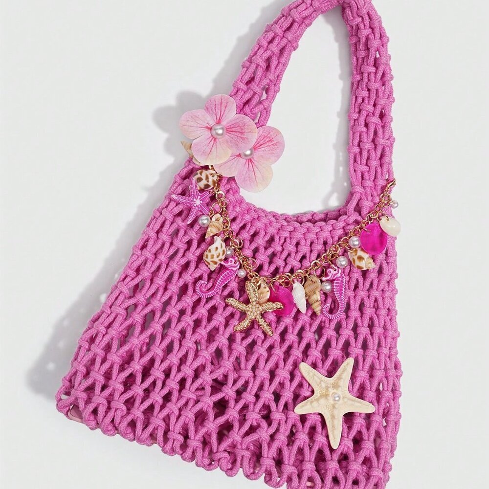 Multicolor Boho Women's Vacation Large Woven Beach Handbag